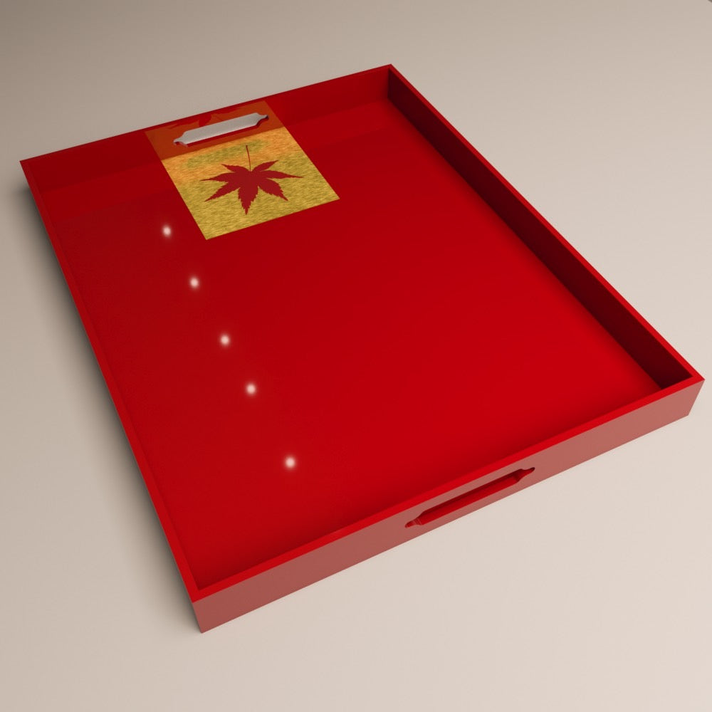 Momiji Reflections Tray. Product view. Momiji Red (紅葉朱) / Hitoha Single Leaf（一葉）