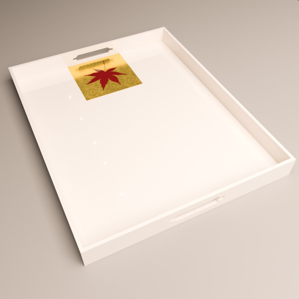 Momiji Reflections Tray. Product view. Shirayuki White Snow（白雪） / Hitoha Single Leaf（一葉）