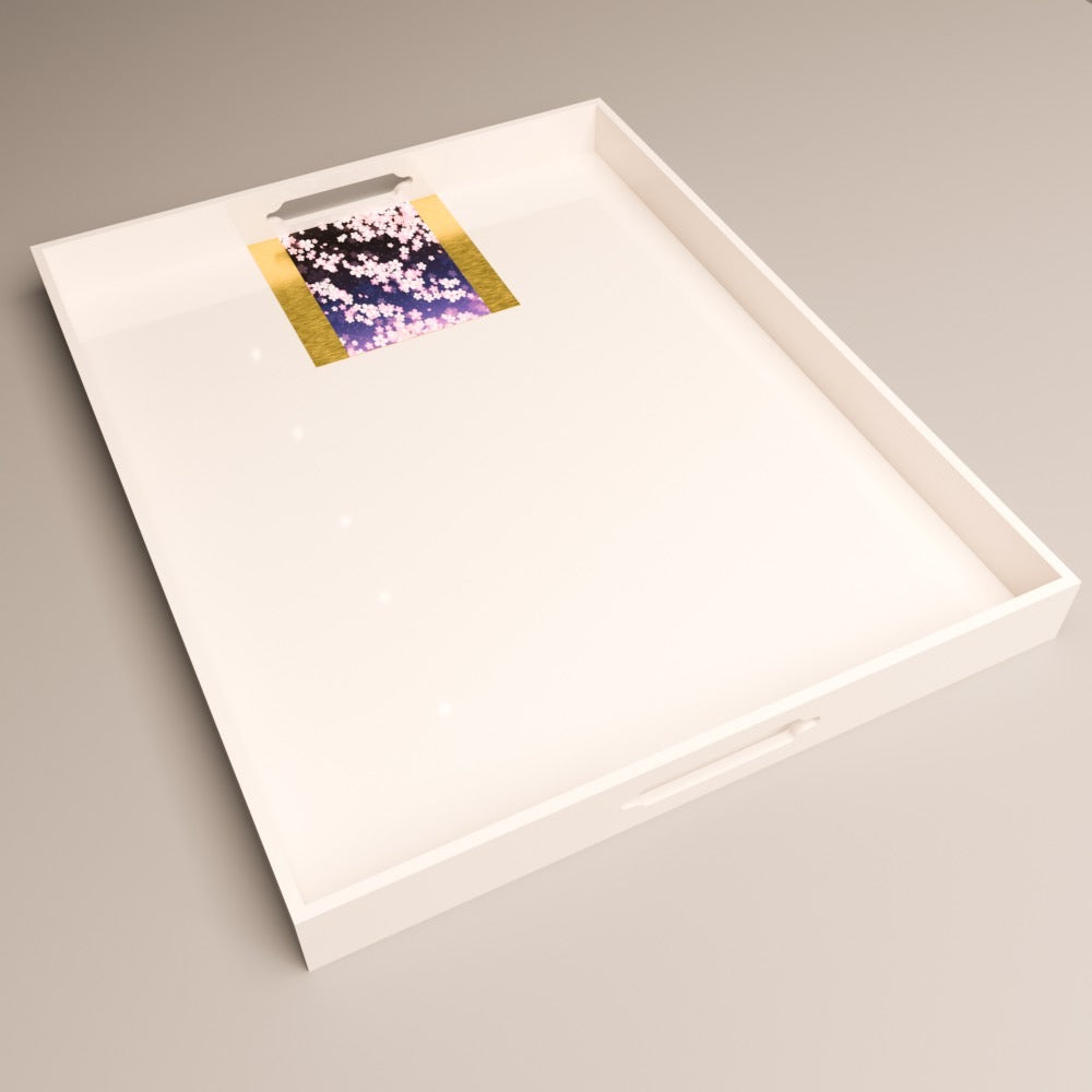 Yūzen Harmony Tray. Product view. Sakura Fubuki (桜吹雪) / Shirayuki White Snow（白雪）