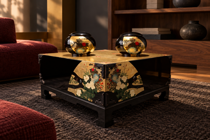Shinsei Bloom Go Set. Styled concept. Room furnishings and props are not included. One board and two bowls; stones excluded.