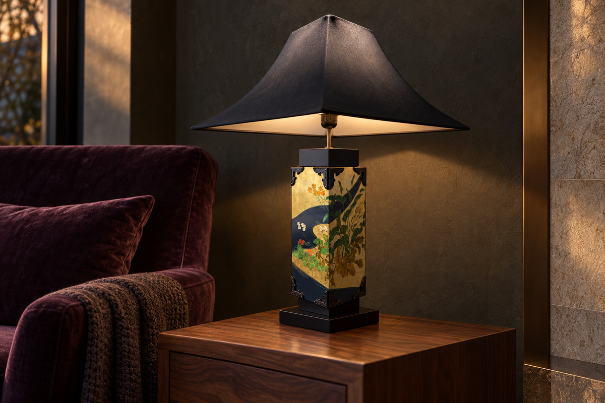 Shinsei Bloom Table Lamp. Styled concept. Room furnishings and props are not included.